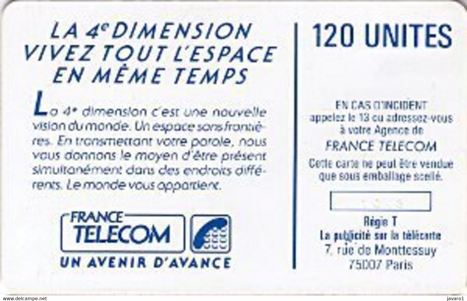 F0039 120 La 4e Dimension Hommes ( Batch: 1039) USED - 1988