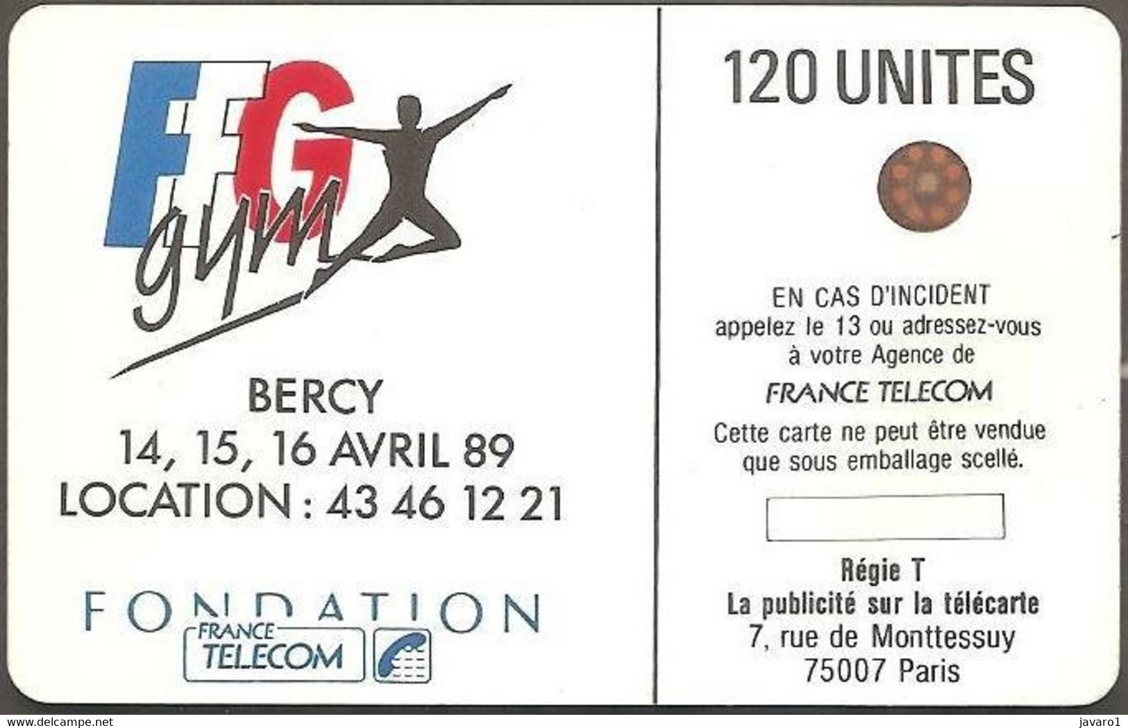 F0064 120 Bercy Femme 3e Internationaux Gymnastique ( Batch: 105387) USED - 1989