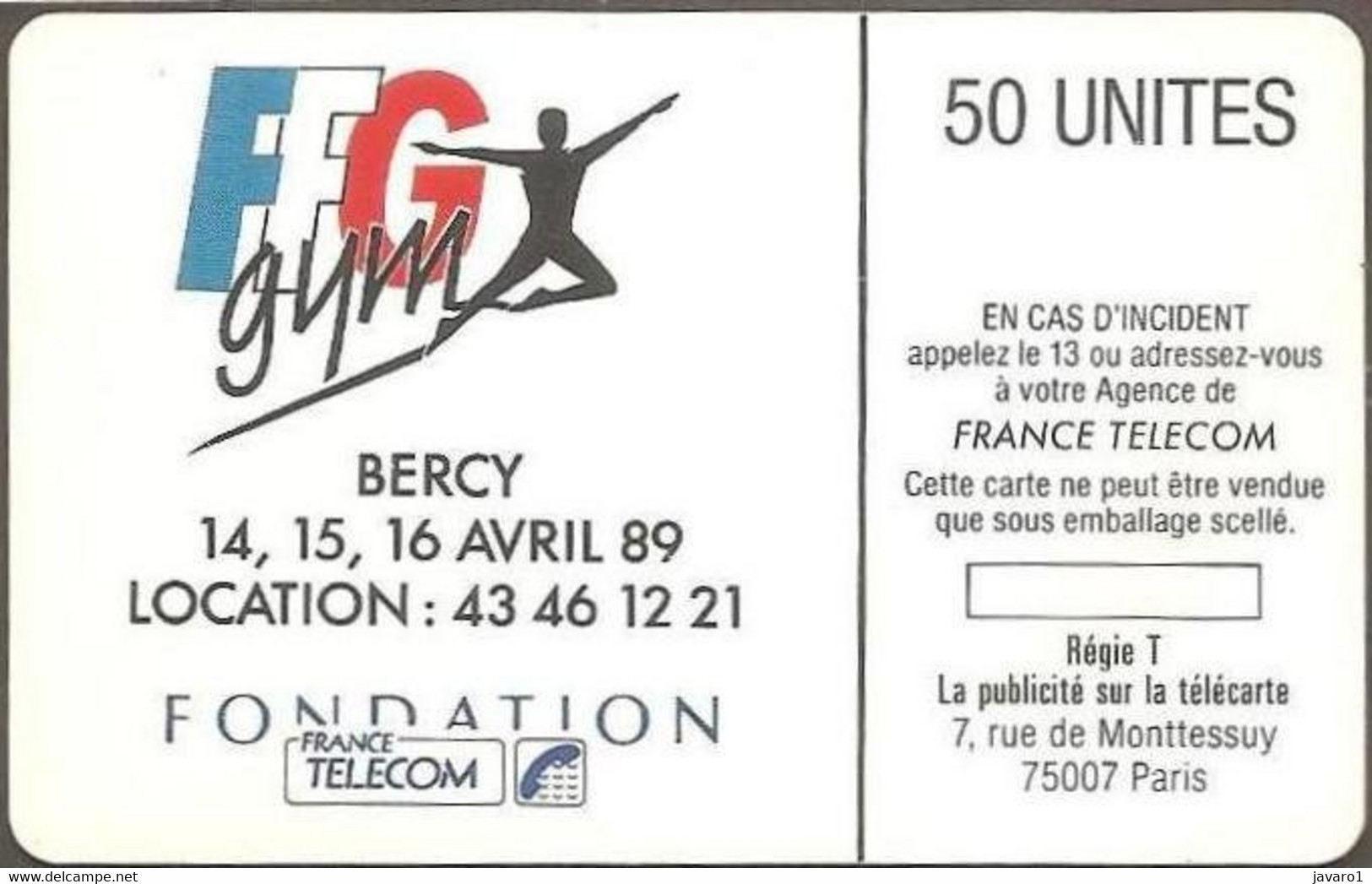 F0065  50 Bercy Homme 3e Internationaux ( Batch: 2132) USED - 1989