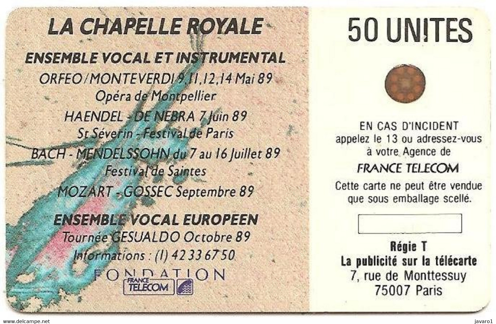 F0077  50 Chapelle Royale 3 (texte Fin) ( Batch: 106225) USED - 1989