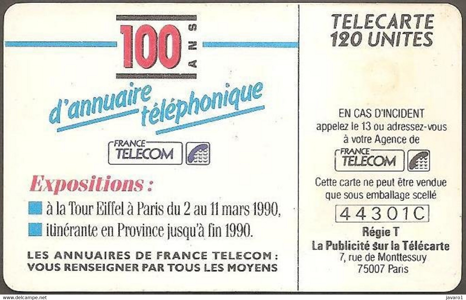 F0112 120 Centenaire De L'annuaire Annuire 100 Ans ( Batch: 44303C) USED - 1990
