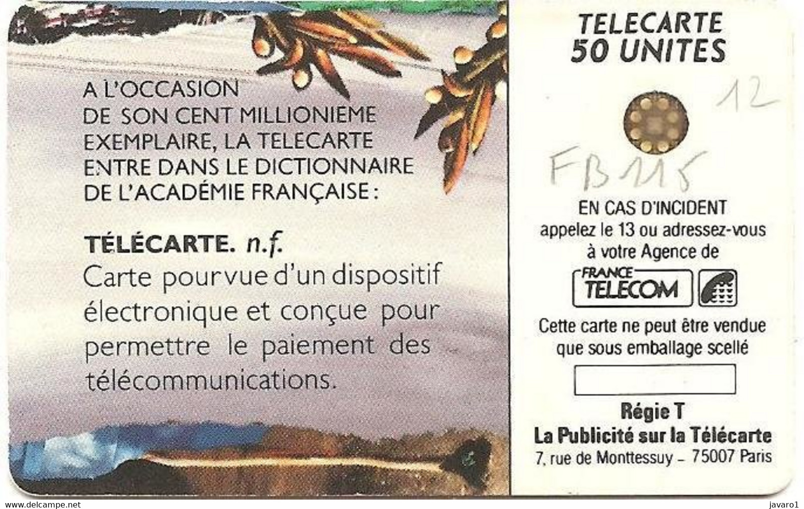 F0115B  50 Academie Francaise (7) ( Batch: 18525) USED - 1990