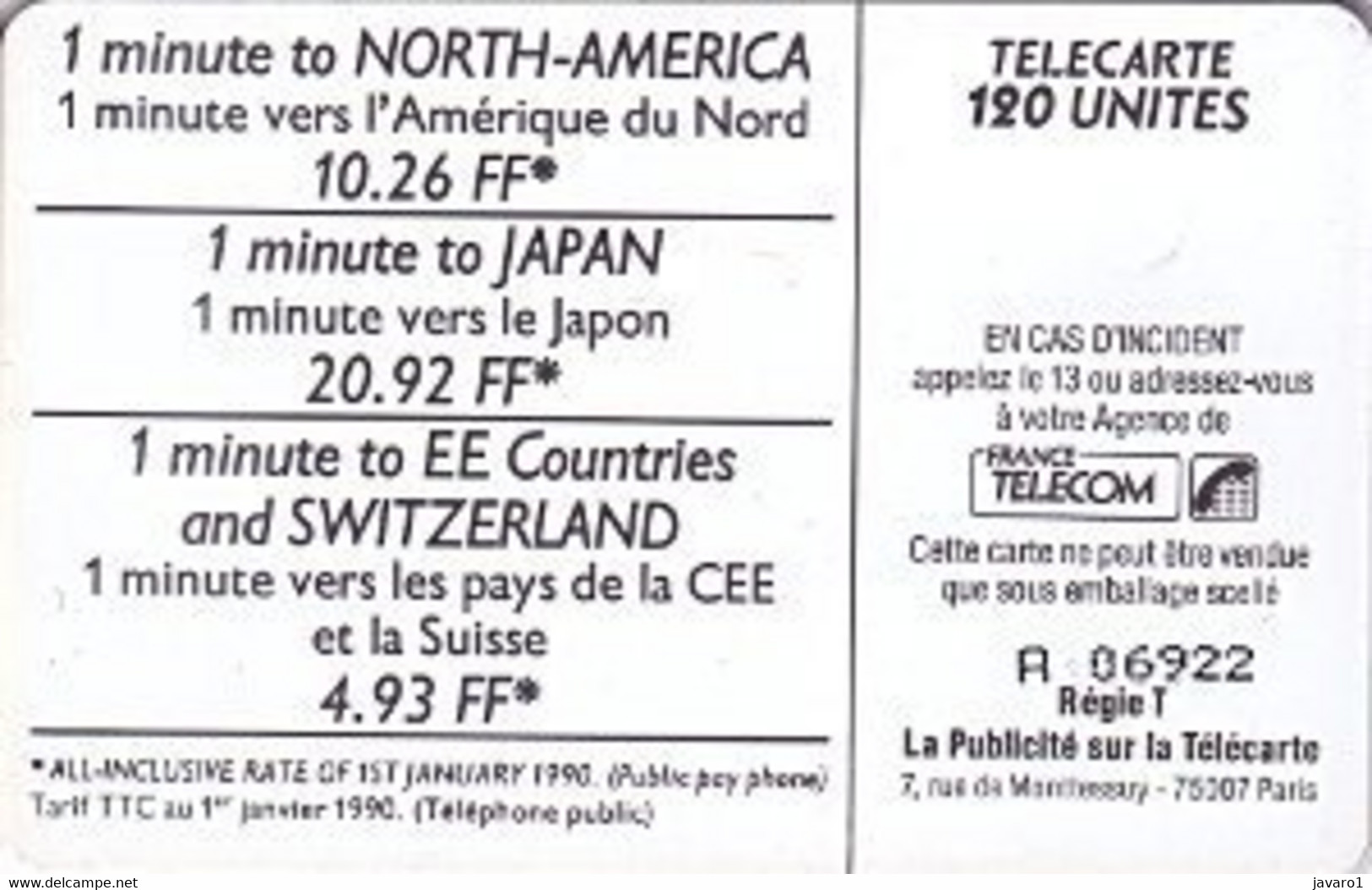 F0121B 120 Call Home 90 ( Batch: A06923) USED - 1990