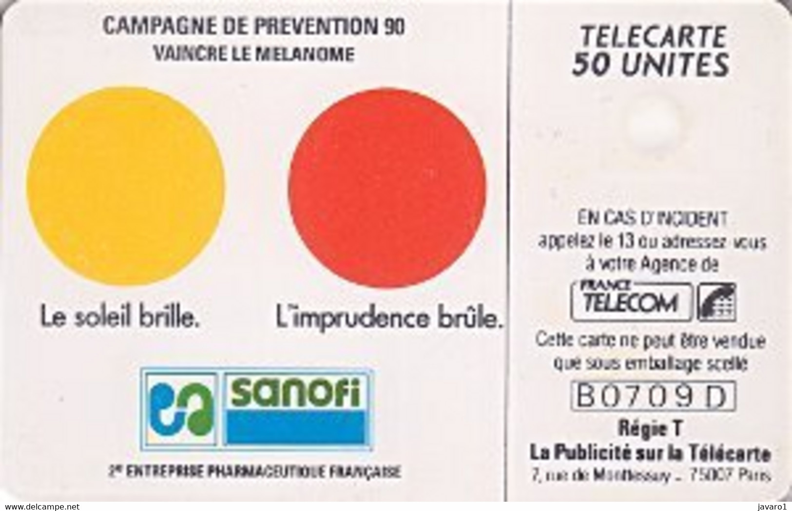 F0122  50 Sanofi ( Batch: B0719B) USED - 1990