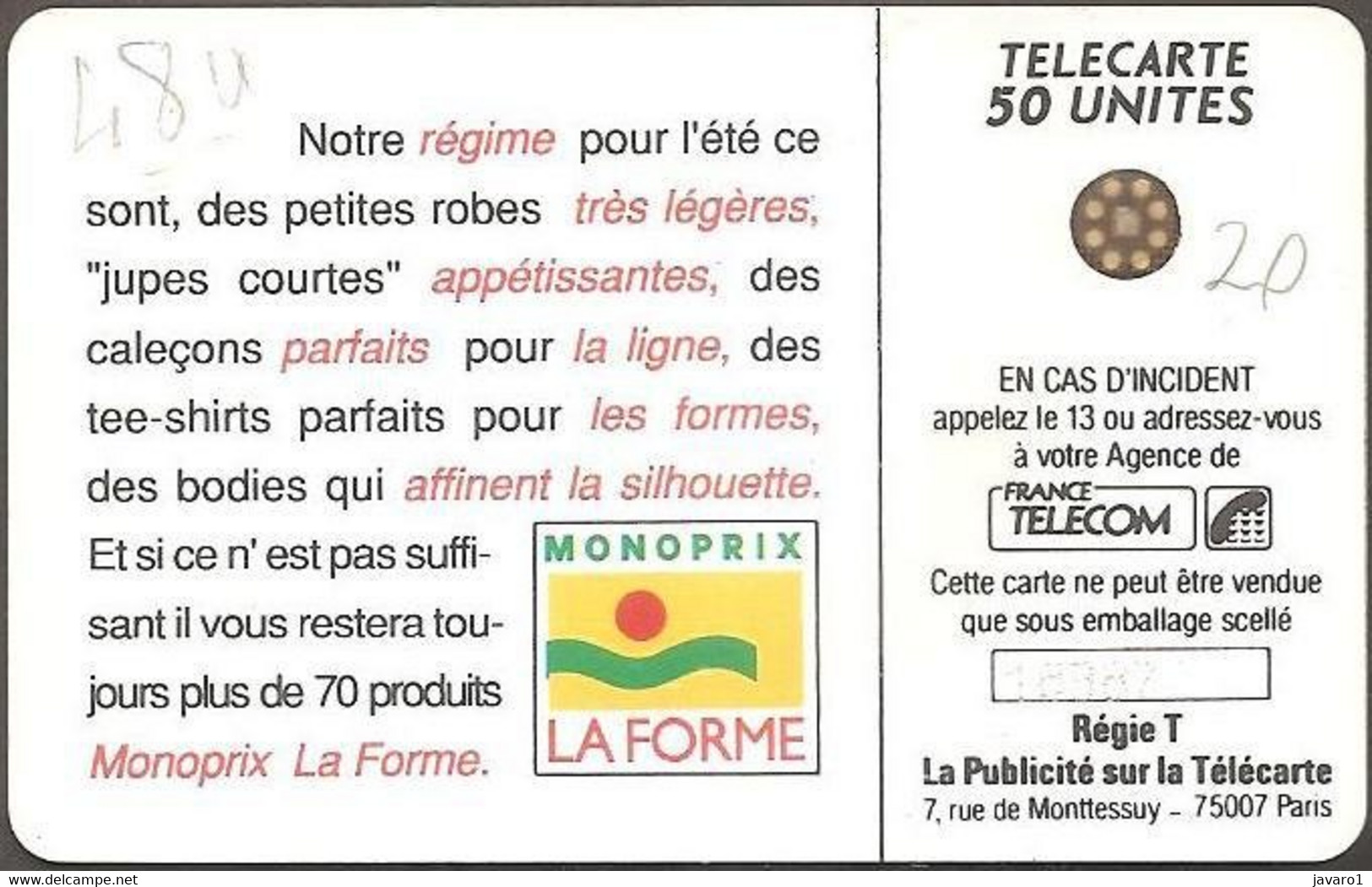 F0124  50 Monoprix ( Batch: 18330) USED - 1990