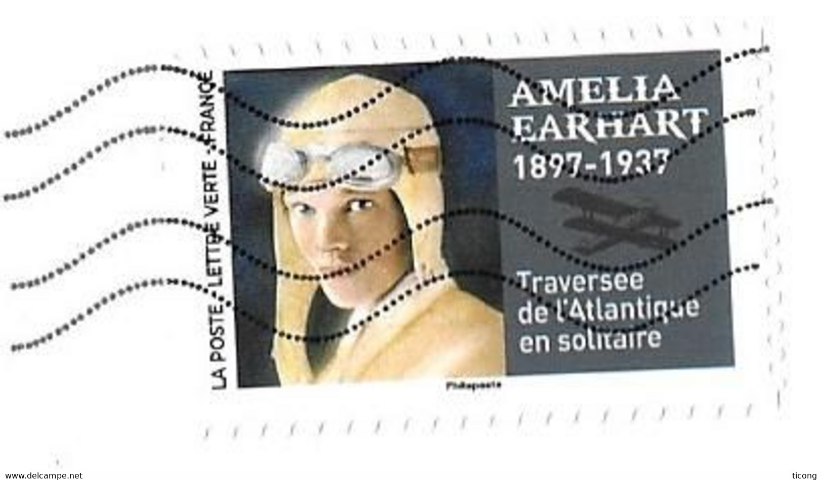 LETTRE 2022 - AMELIA EARHART AVIATRICE, TRAVERSEE DE L ATLANTIQUE EN SOLITAIRE, FLAMME LA POSTE, VOIR LES SCANNERS - Covers & Documents