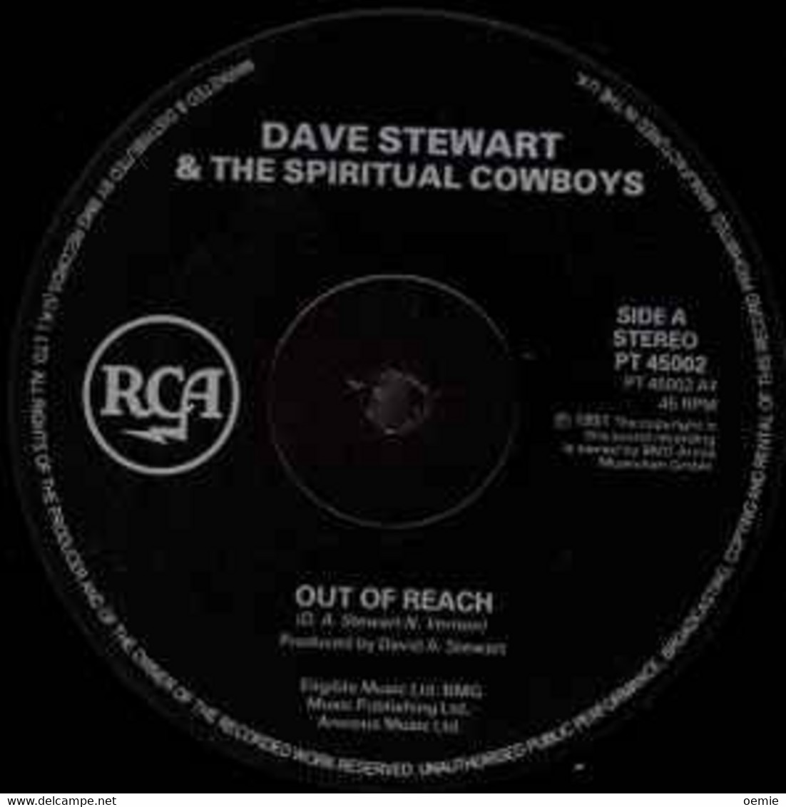 DAVE STEWART SPIRITUAL COWBOYS  ° OUT OF REACH - 45 T - Maxi-Single