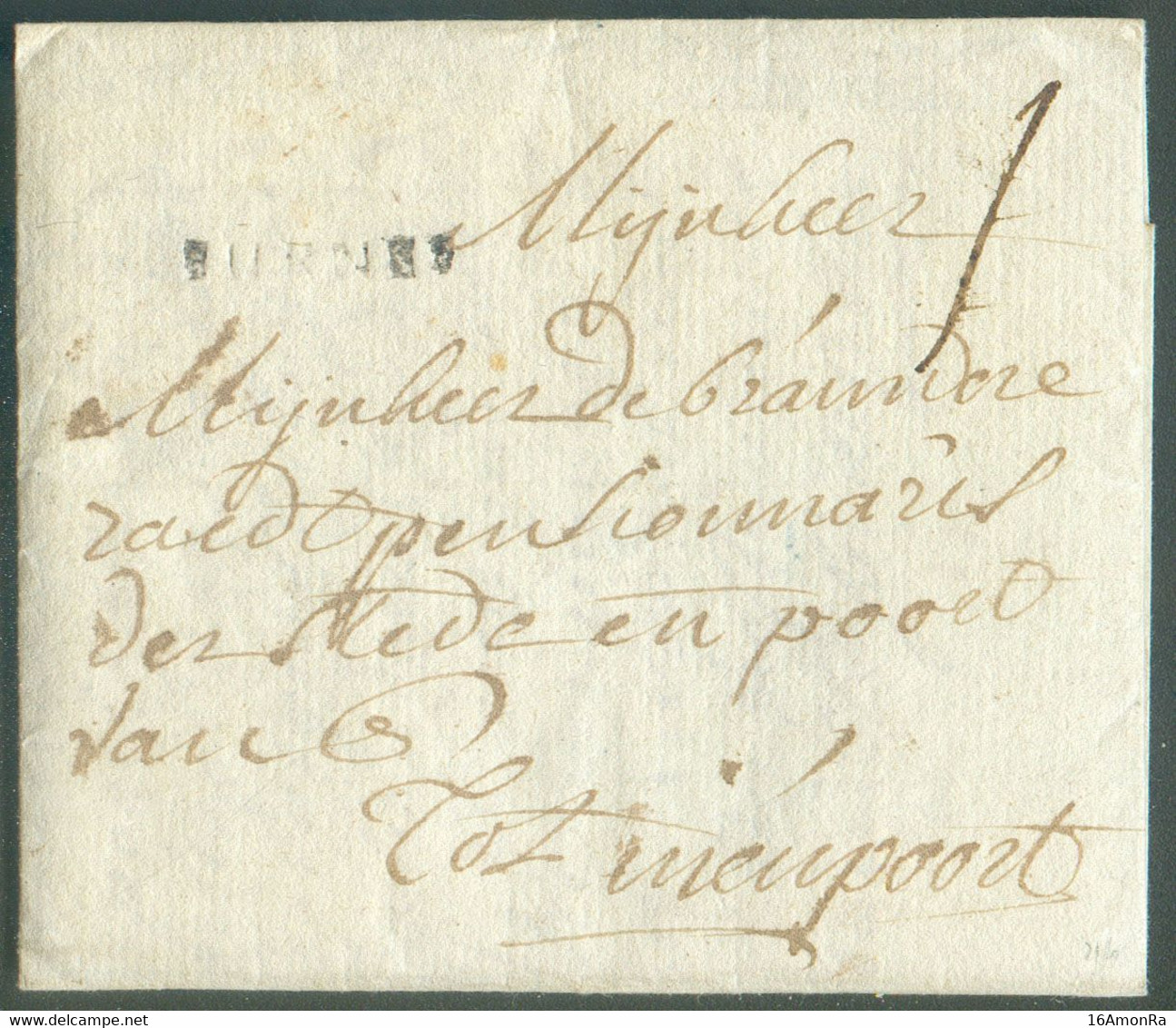 LAC De LEDE Le 20 Décembre 1768 + Griffe FURNES  Vers Nieuport, Port De 1 Sol.  Superbe -  19623 - 1714-1794 (Oostenrijkse Nederlanden)