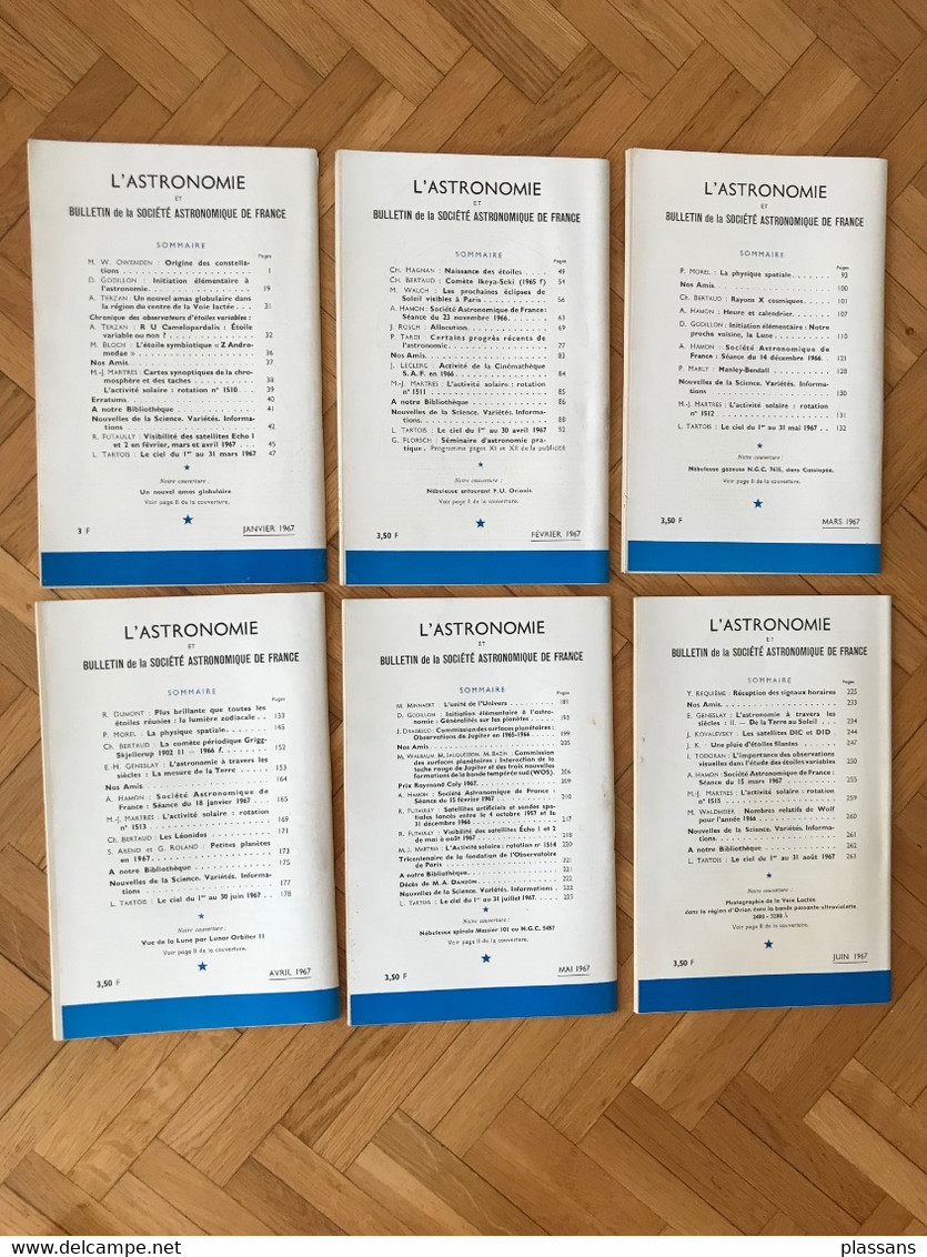 L'Astronomie. Revue Mensuelle, 6 N° De 1967. Société Astronomique De France. Ciel, étoiles - Astronomie