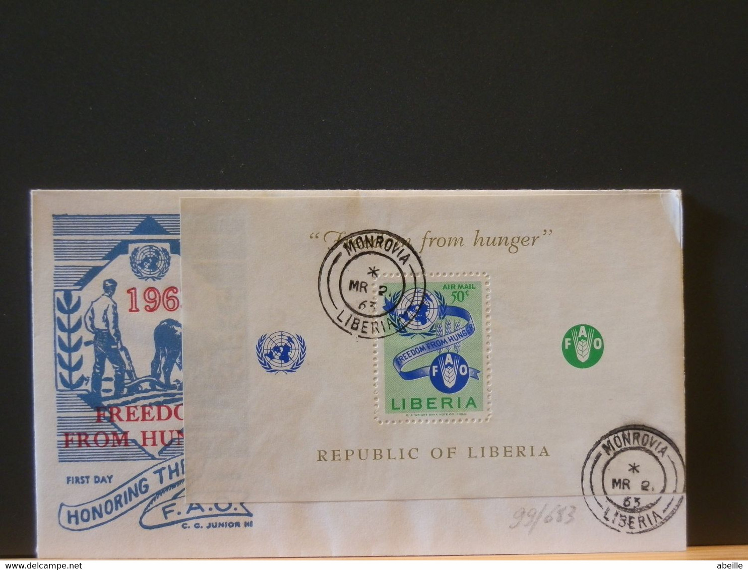 99/683  FDC  1963   LIBERIA BLOC - Contre La Faim