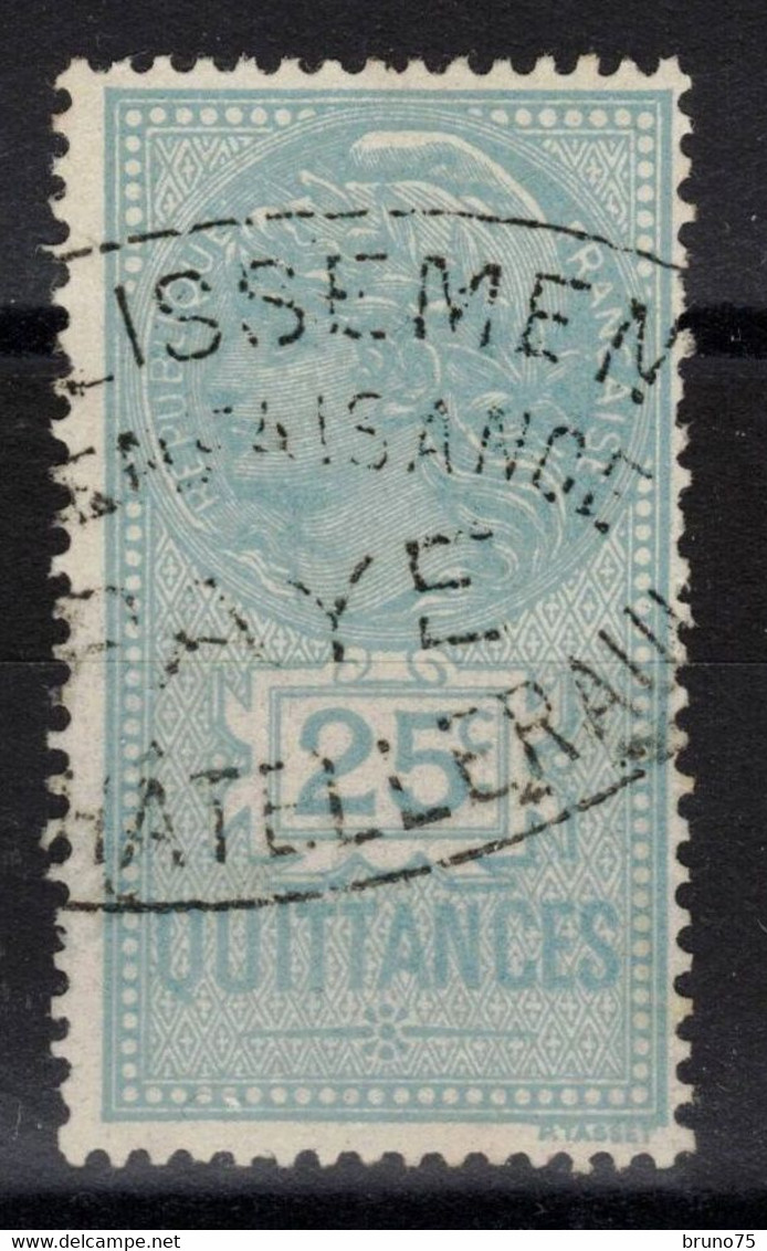 Timbre Fiscal Oblitéré Quittances 25c Type Tasset - Timbres