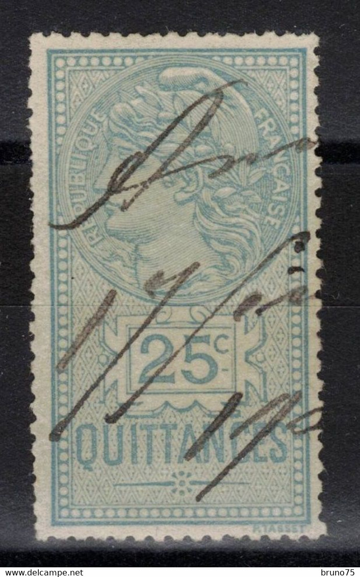 Timbre Fiscal Oblitéré Quittances 25c Type Tasset - Timbres