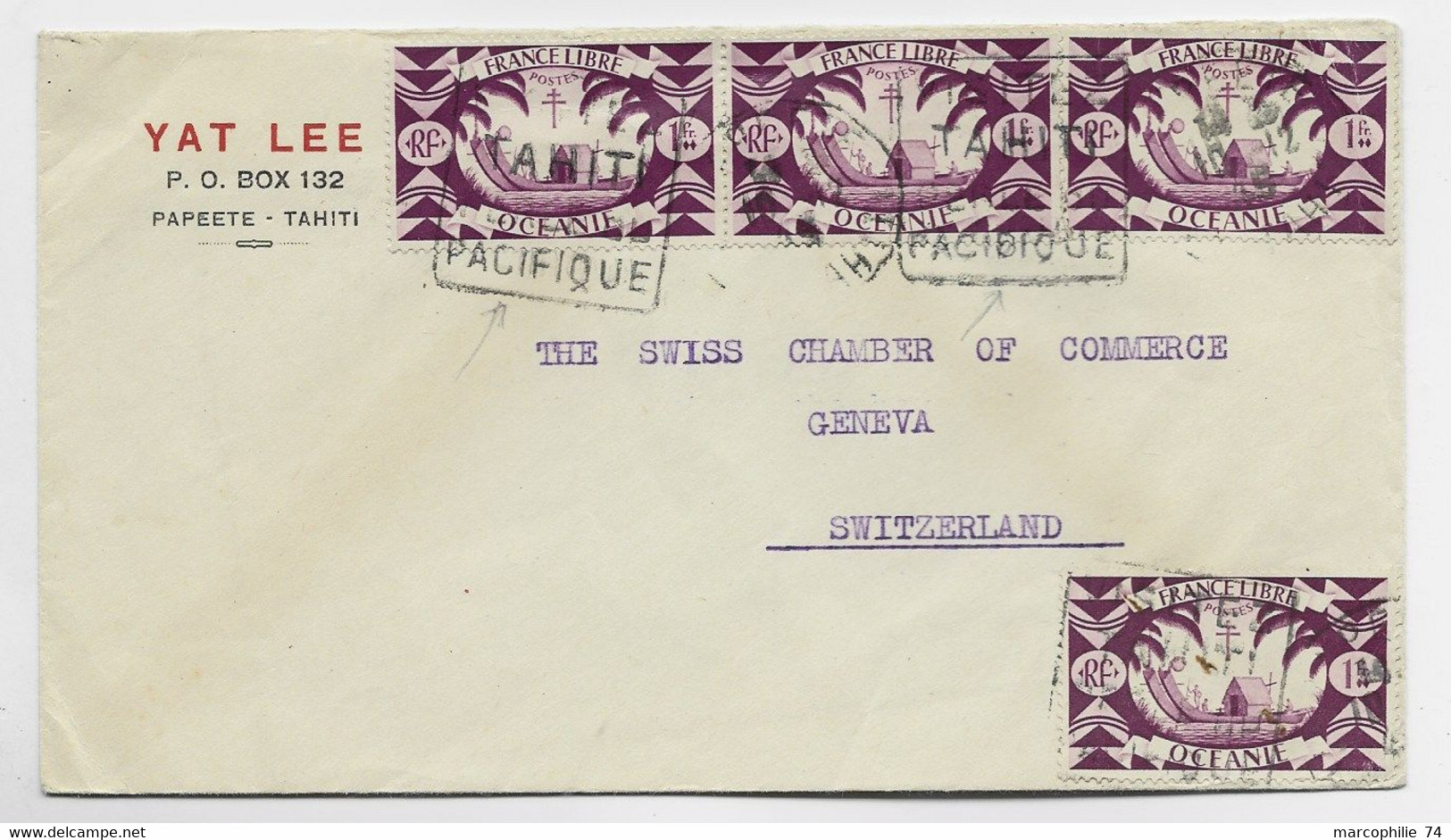 OCEANIE 1FRX4 LETTRE COVER DAGUIN TAHITI TO SUISSE - Tahiti