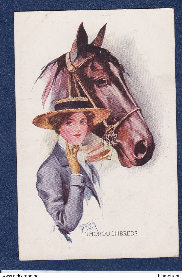 CPA Femme Avec Cheval Horse Woman Illustrateur Non Circulée - Paarden