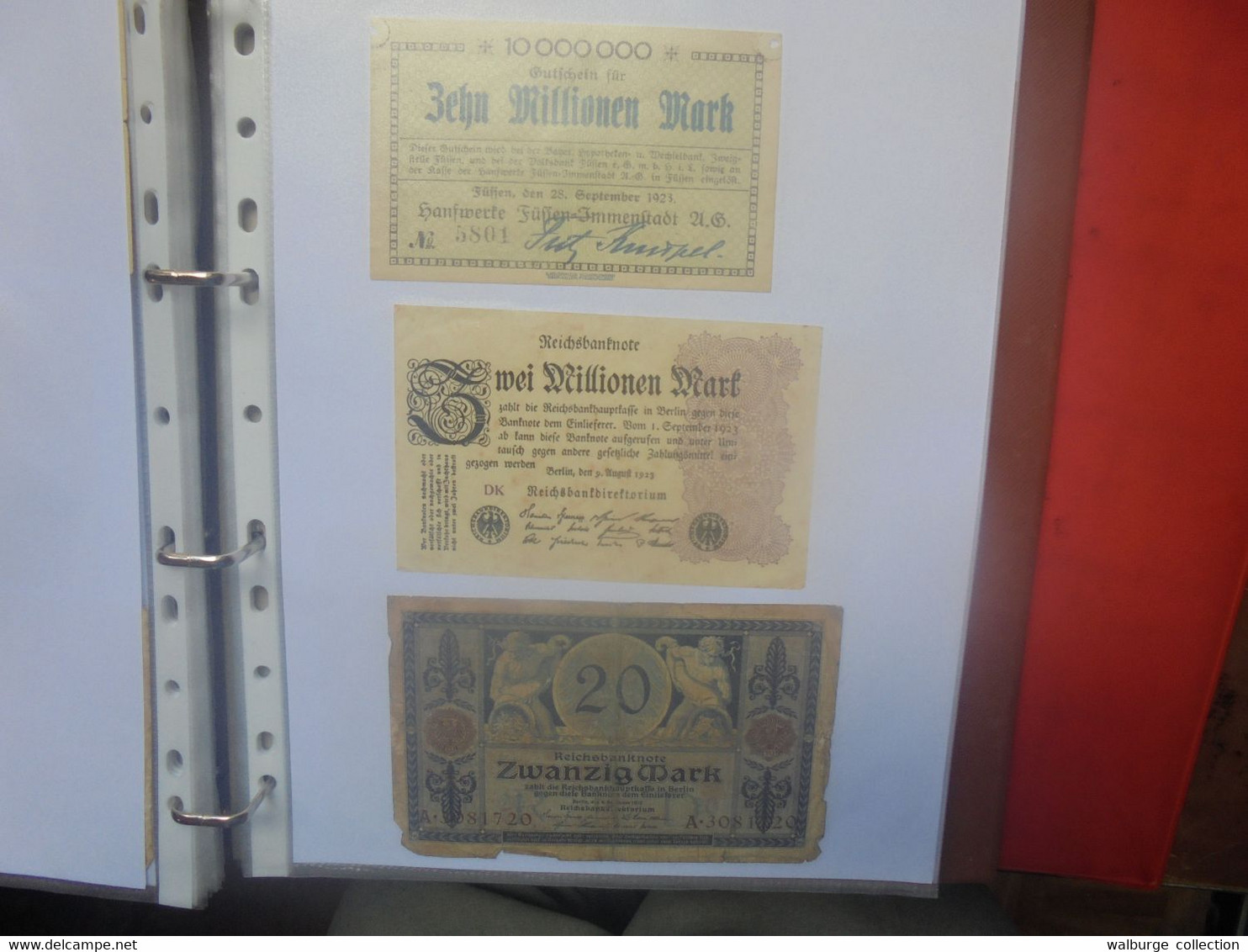 DEUTSCHES REICH-3eme REICH BEAU LOT DE BILLETS+quelques coupures de Presse en ALBUM (Lire ci-bas)