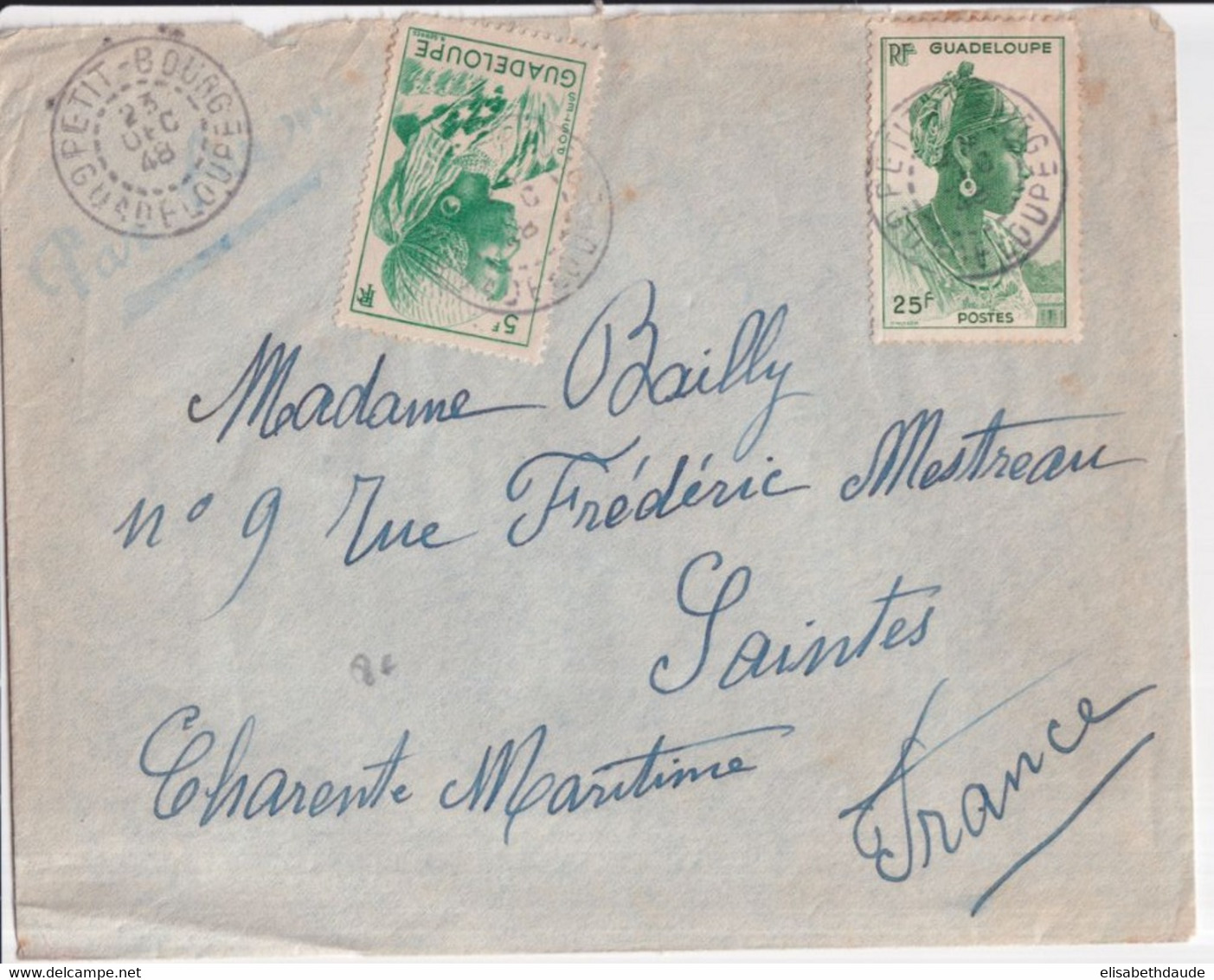 GUADELOUPE - 1948 - ENVELOPPE De PETIT-BOURG => SAINTES - Lettres & Documents