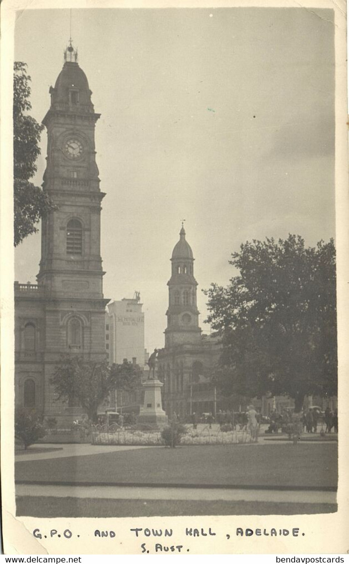 Australia, SA, ADELAIDE, General Post Office And Town Hall (1950) RPPC Postcard - Adelaide