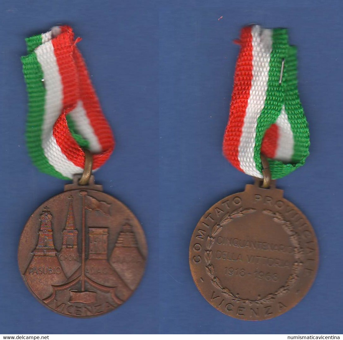 Medaglia 1918 1968 X 50° Vittoria  Pasubio Asiago Grappa Cimone Bronzo - Italie