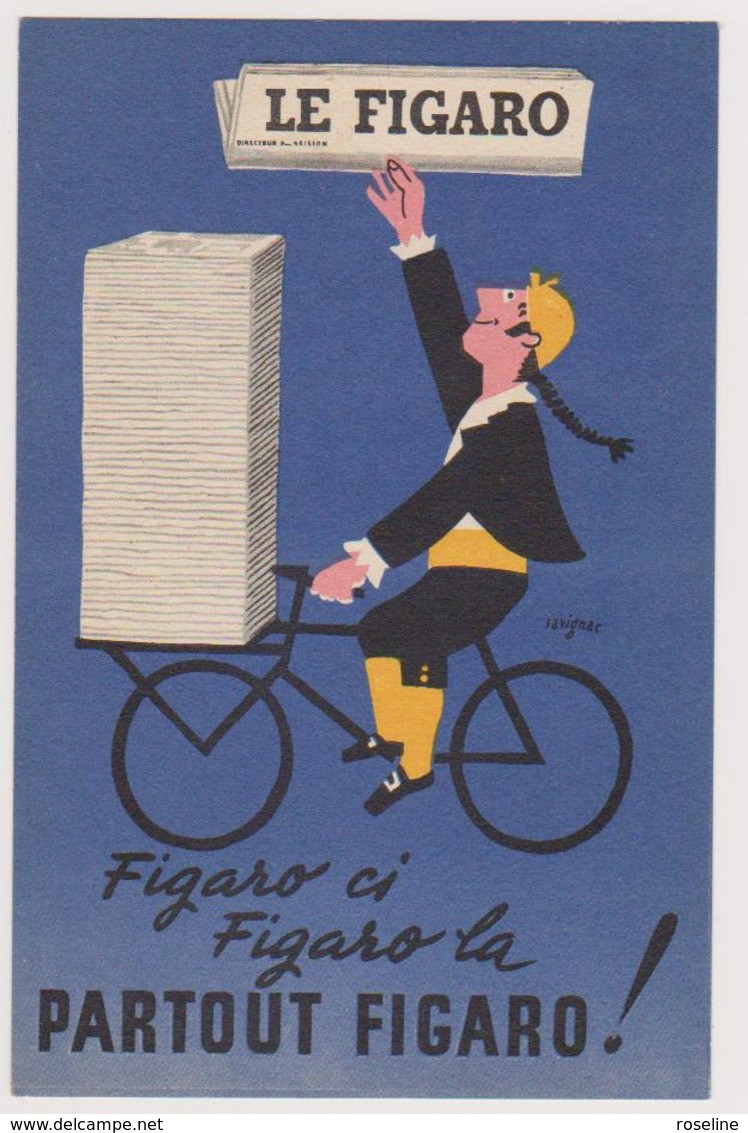 SAVIGNAC - Publicité Journal Le Figaro - Livreur Velo  - CPSM 10.5x15 TBE 1966 Neuve Affranchissement Philatelique - Savignac