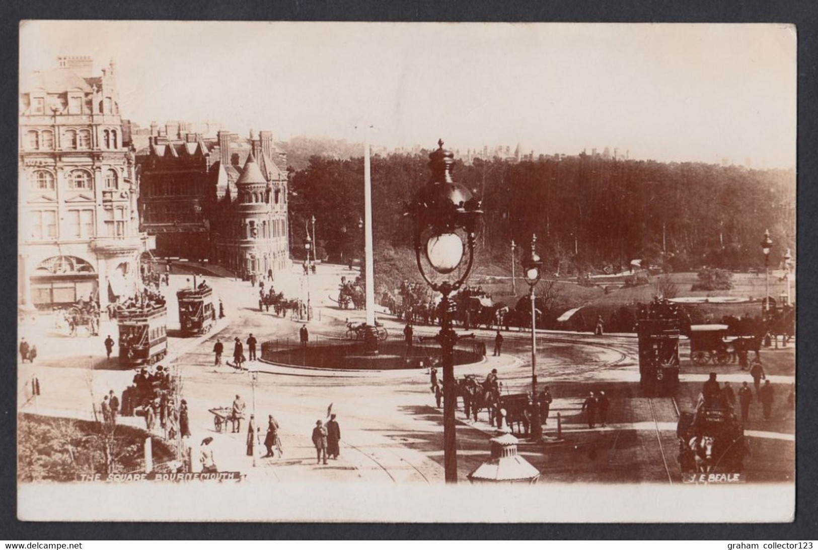 Vintage Postcard Postale Carte Postkarte The Square Bournemouth 1904 Trams Real Photo RPPC - Bournemouth (hasta 1972)