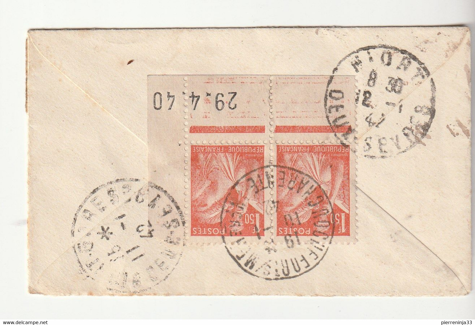 Lettre Recommandée Format Carte De Visite Rochefort , 1942, Timbres Pétain Et Iris - Briefe U. Dokumente