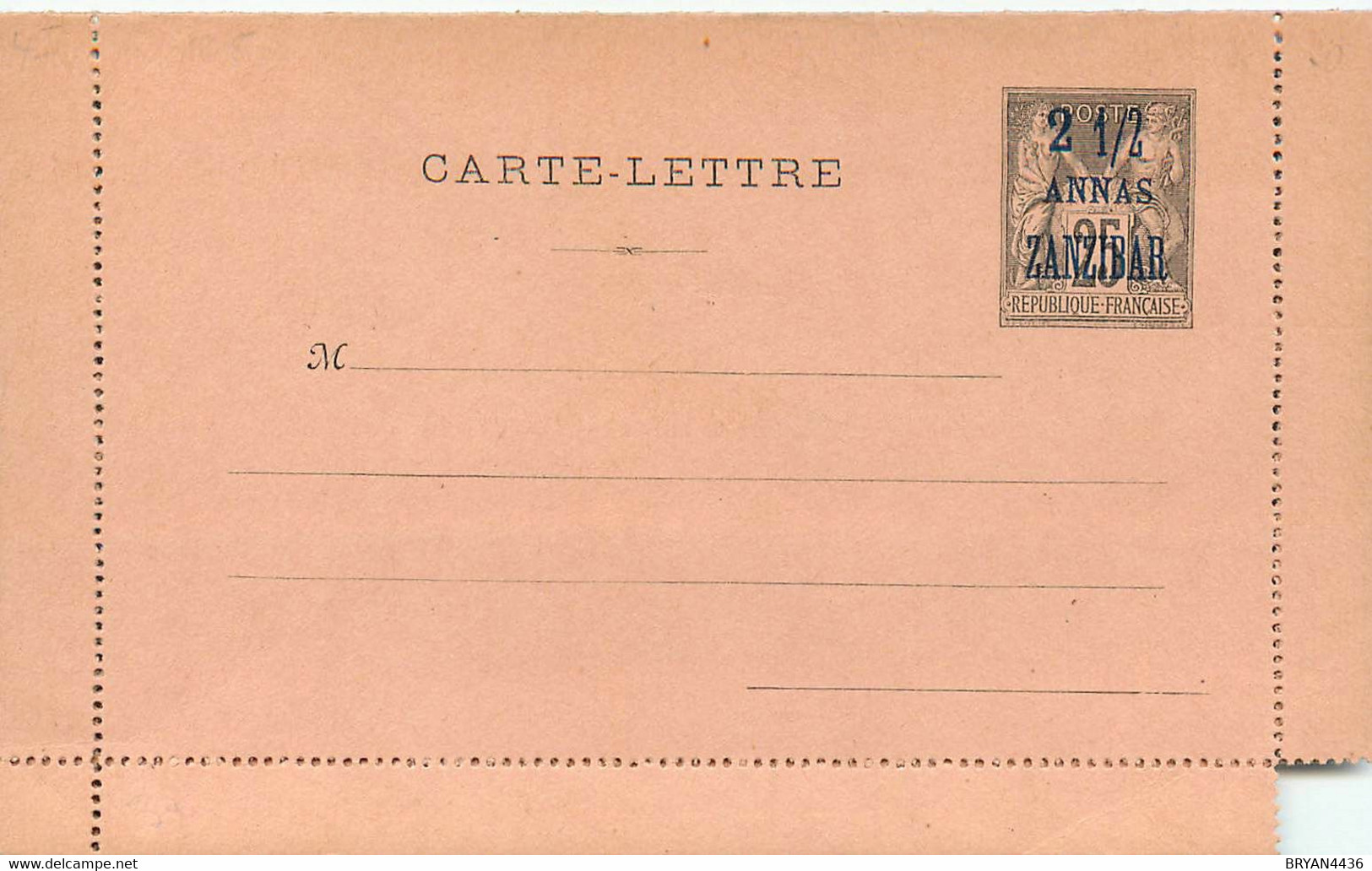 ZANZIBAR - BUREAU FRANCAIS - N° 25  ENTIER POSTAL NEUF - Voir Scan - Briefe U. Dokumente