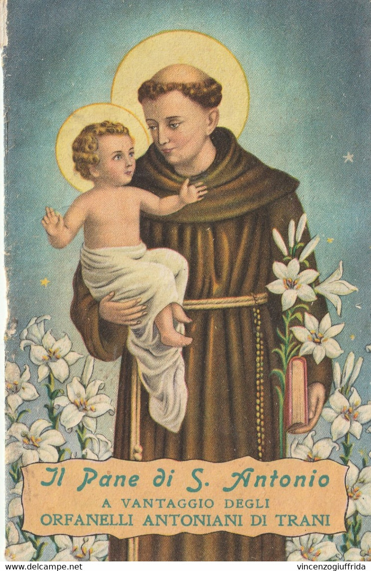 Santino Holy Card Libretto Il Pane Di San Antonio Orfanelli Di Trani. - Santons