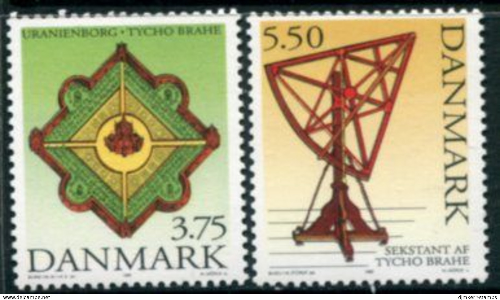 DENMARK 1995 Tycho Brahe Birth Anniversary MNH / **.  Michel 1110-11 - Unused Stamps