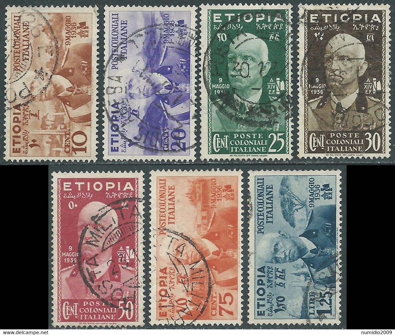 1936 ETIOPIA USATO EFFIGIE 7 VALORI - RF25-7 - Ethiopie