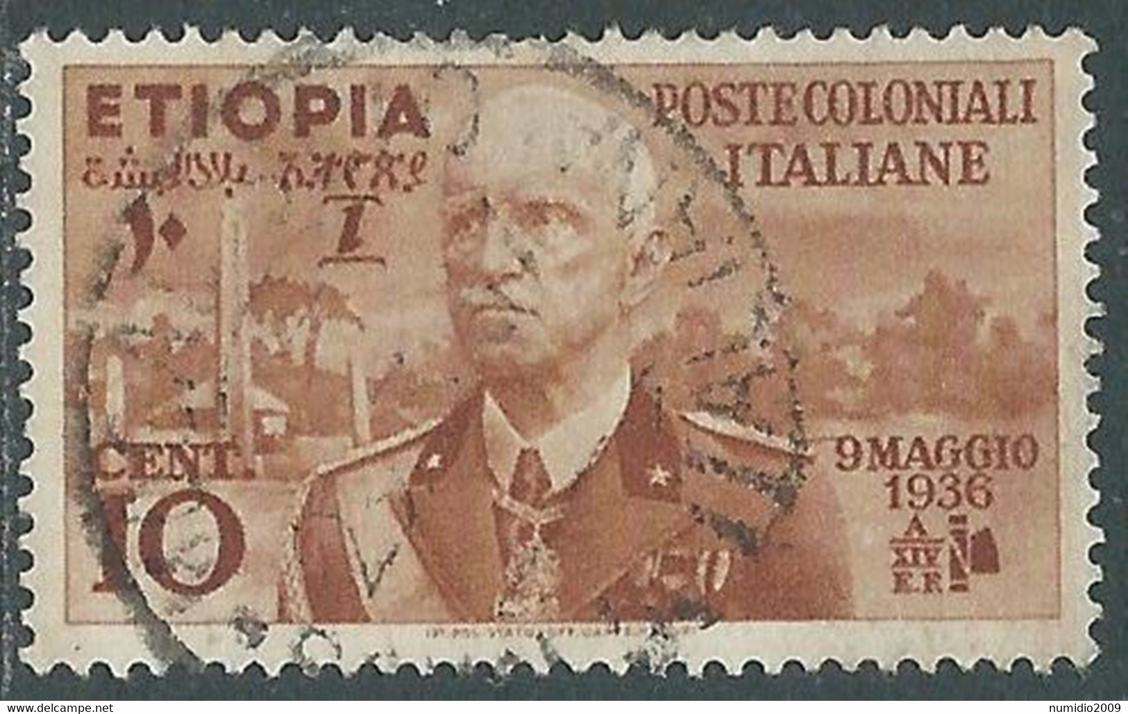 1936 ETIOPIA USATO EFFIGIE 10 CENT - RF25 - Aethiopien