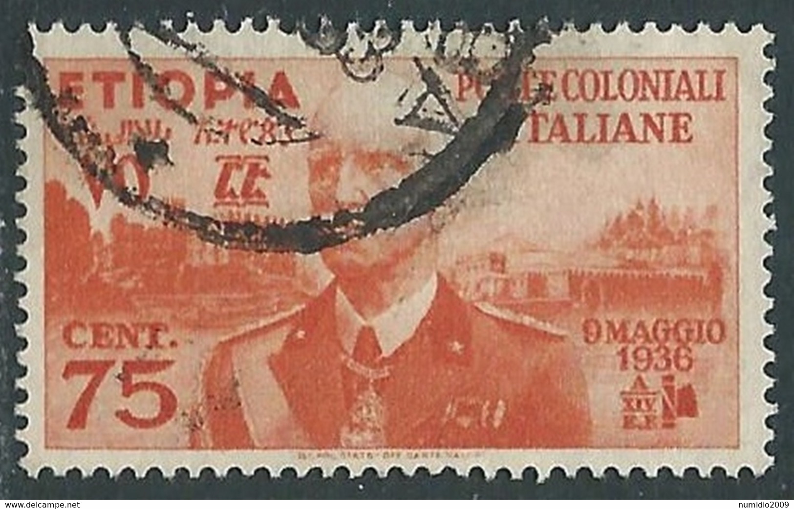 1936 ETIOPIA USATO EFFIGIE 75 CENT - RF25-3 - Ethiopië