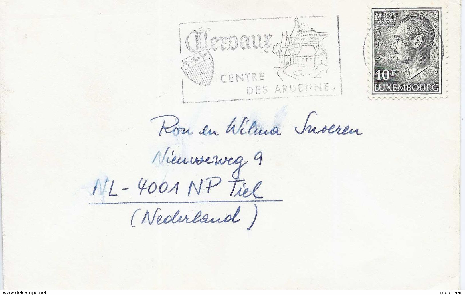 Luxemburg Brief Met 1 Postzegel En Stempel "Clervaux Centre Des Ardennes" (7612) - Storia Postale