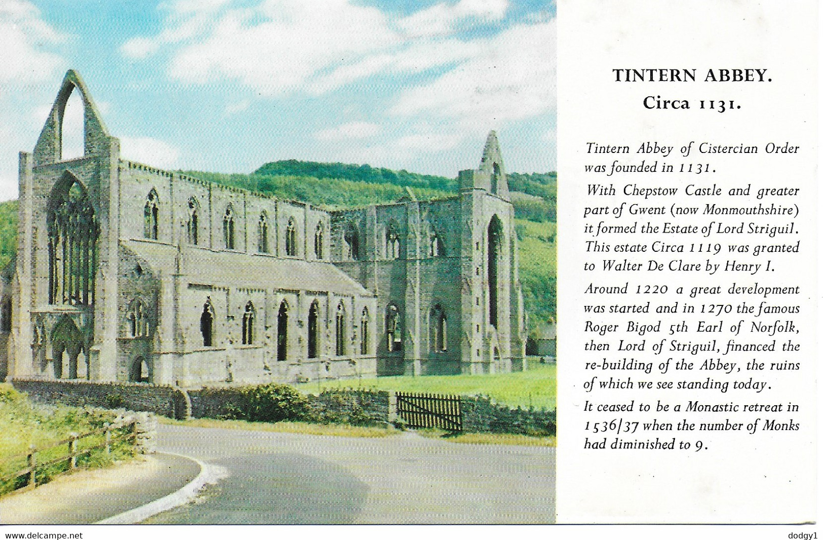 TINTERN ABBEY, MONMOUTHSHIRE, WALES. UNUSED POSTCARD   Tw2 - Monmouthshire