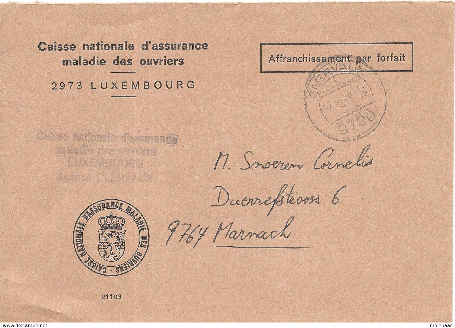 Luxemburg Dienstbrief Clervaux  7-10-88 (7613) - Lettres & Documents