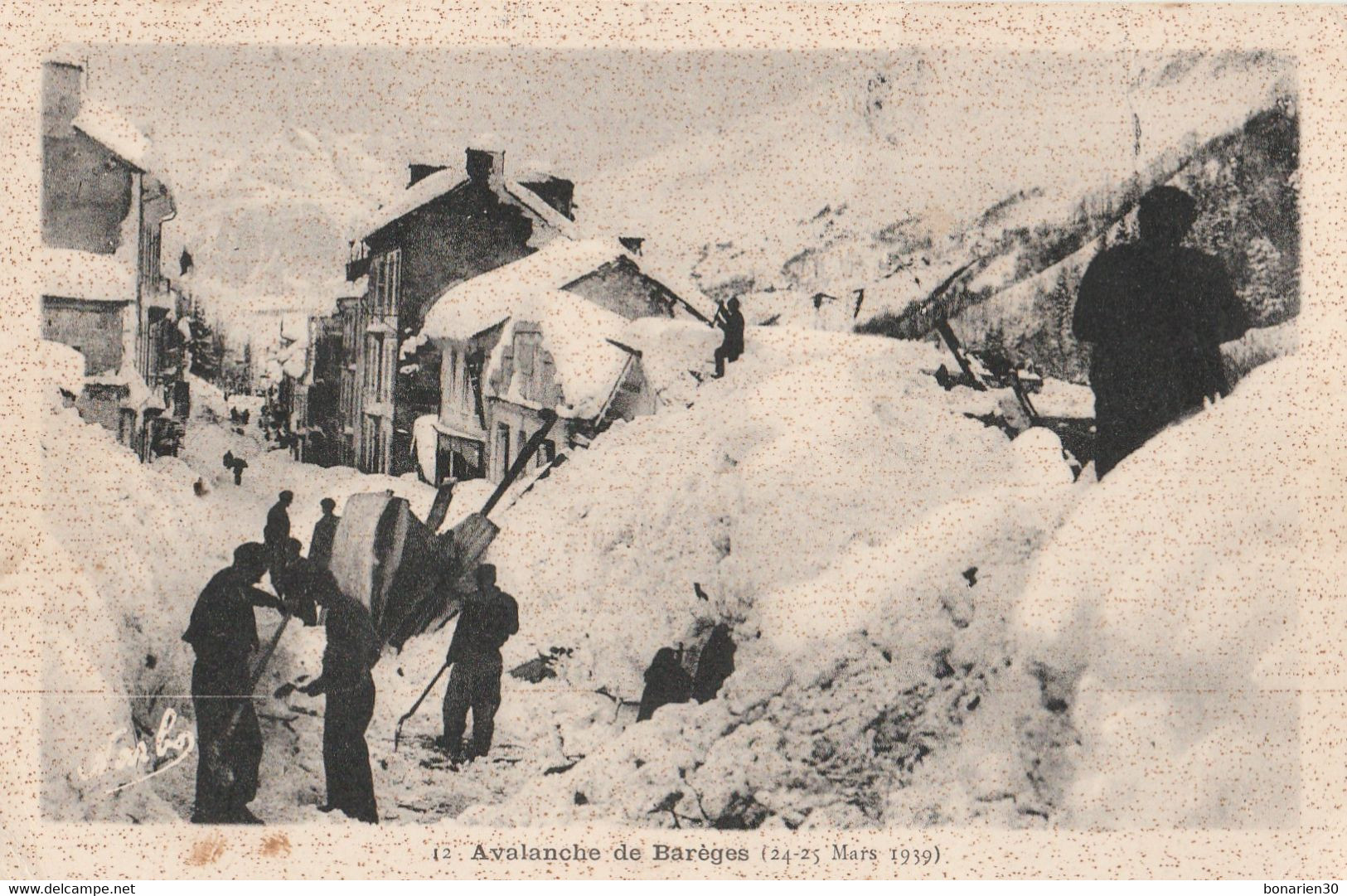 CPSM  65 BAREGES AVALANCHE 24/25 MARS 1939 - Catastrophes