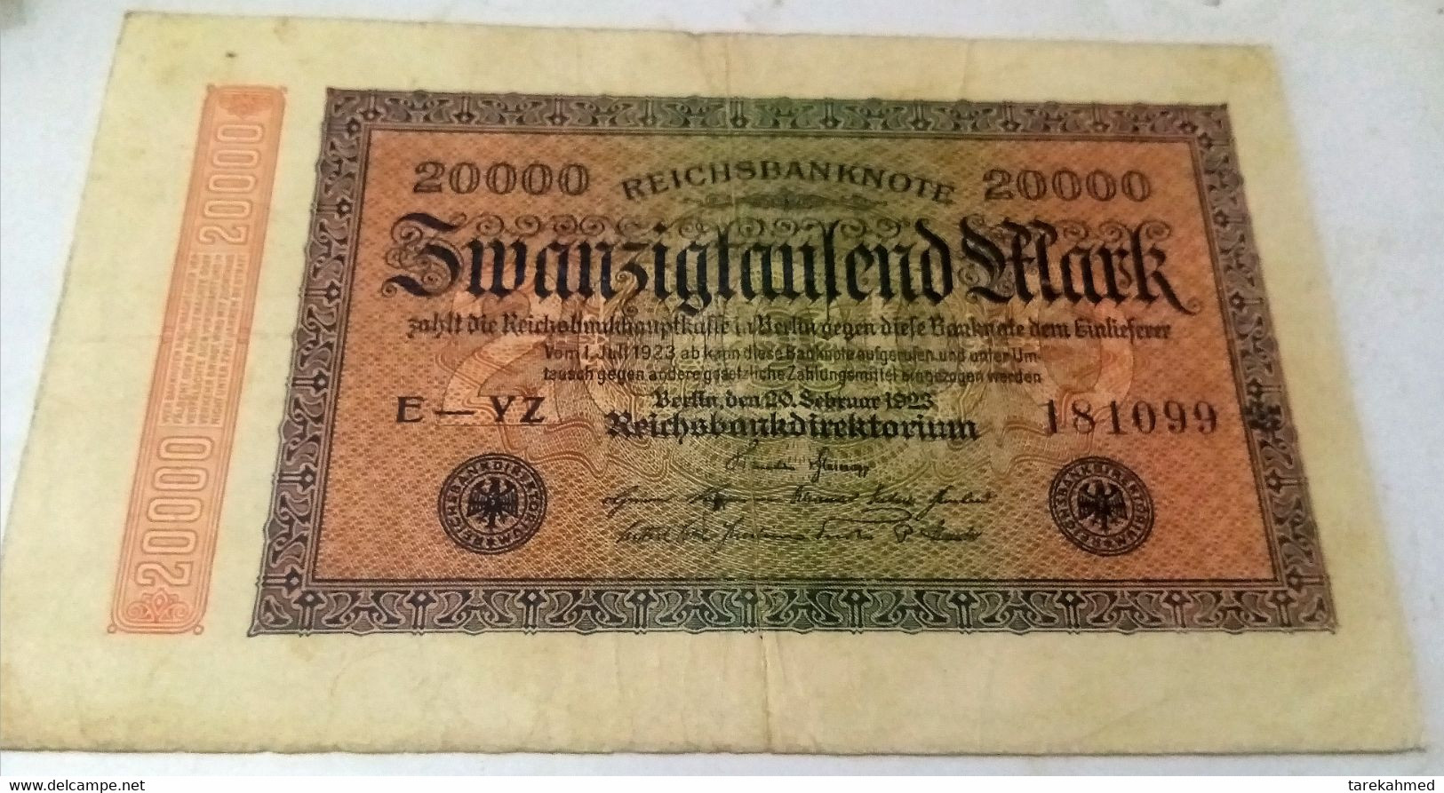 GERMANY - 20000 REICHSMARK BANKNOTE - 1923 - - 20000 Mark