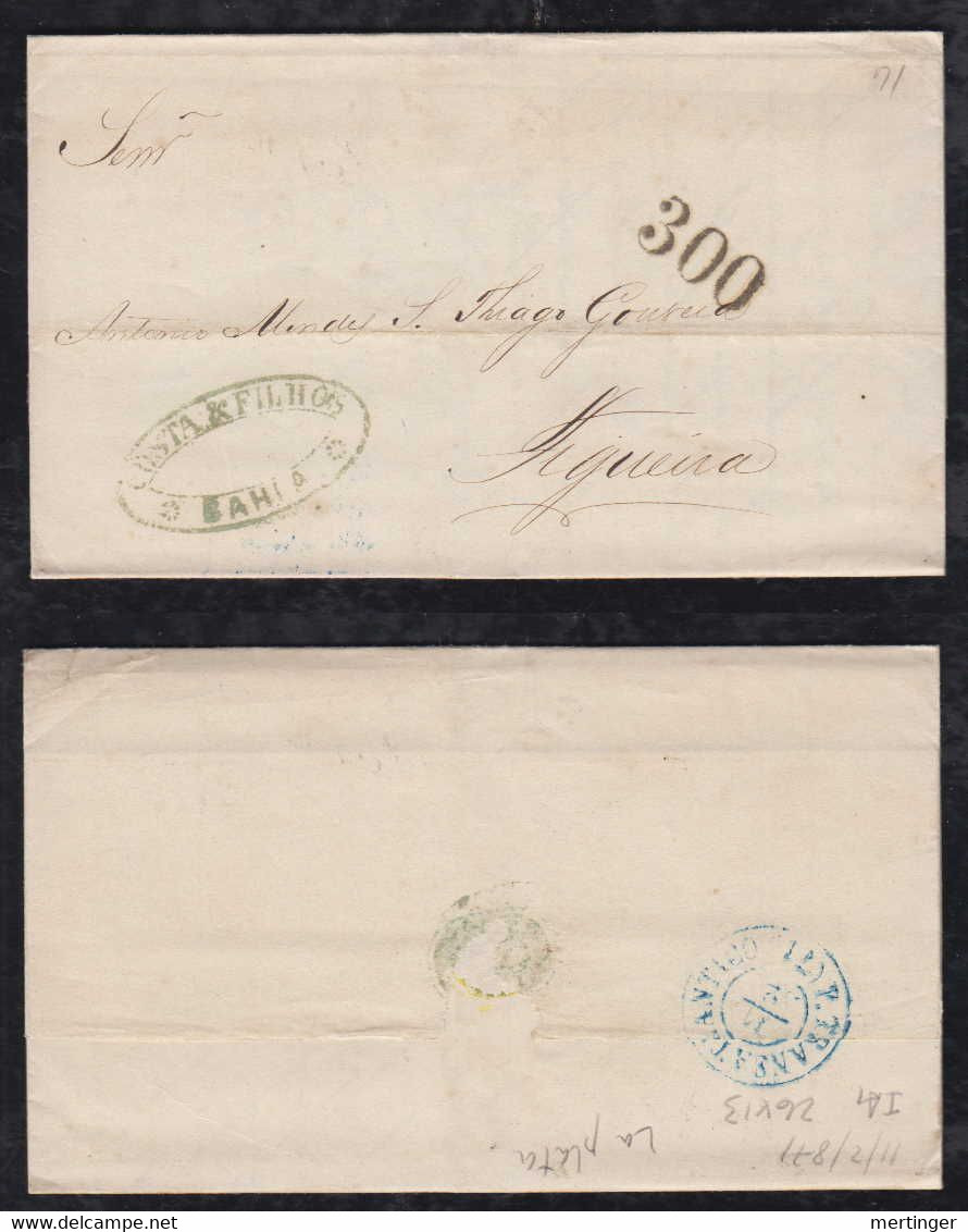 Brazil Brasil 1871 Entire Cover BAHIA To FIGUEIRA Portugal 300 Reis Tax - Briefe U. Dokumente