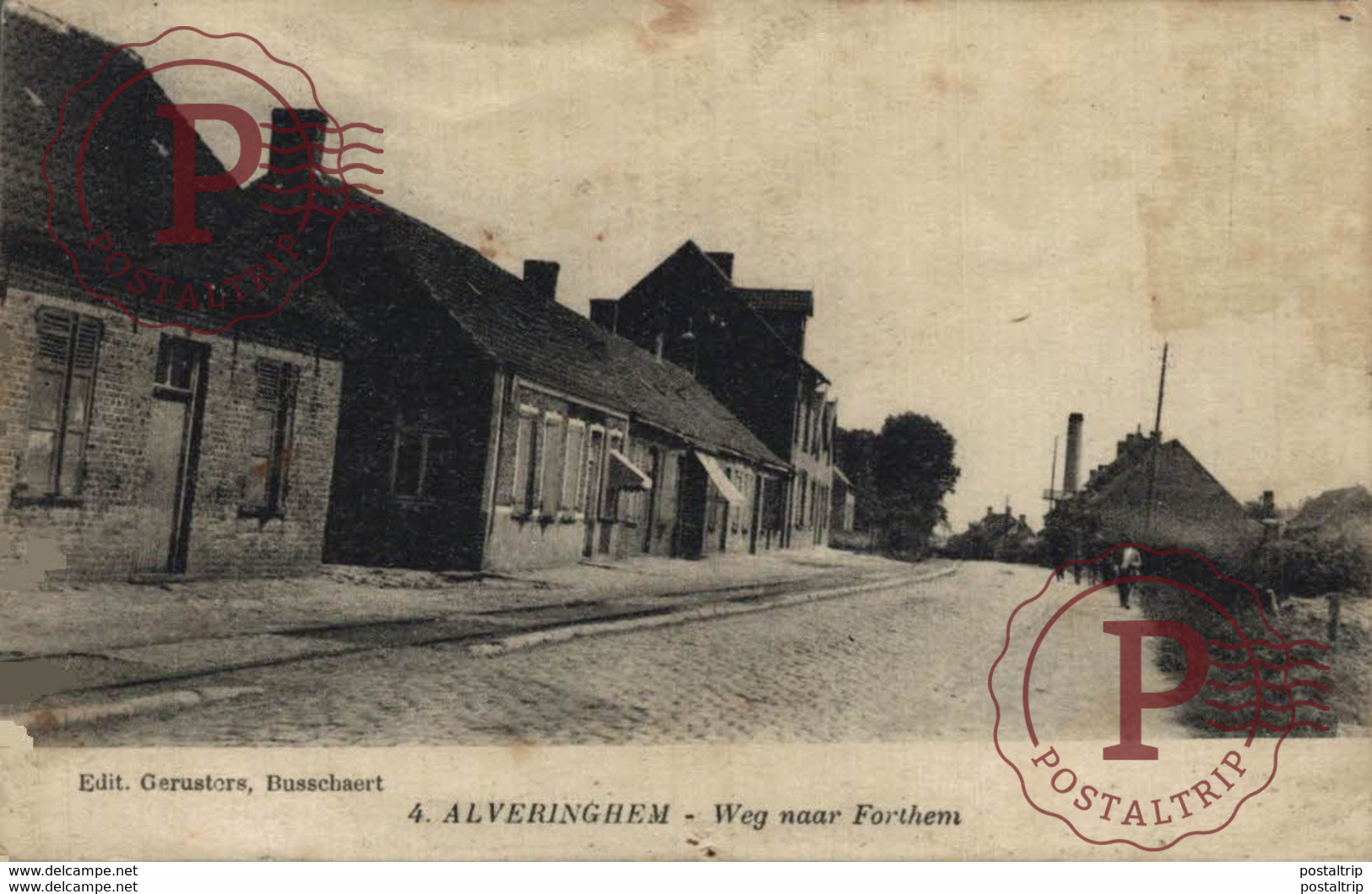 ALVERINGHEM (Alveringem) - Weg Naar Forthem - Mooi Straatzicht Met Wandelaars - Edit. Gez. Busschaert WESTVLAANDEREN - Alveringem