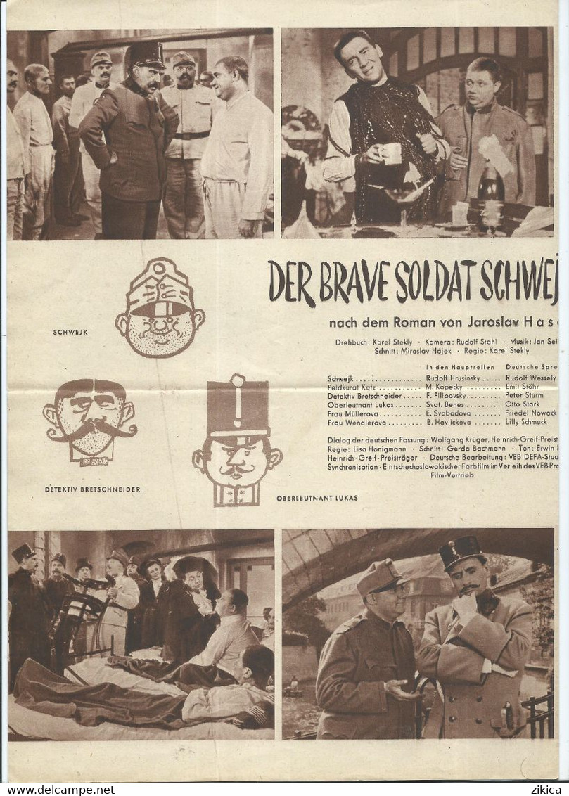 Dobrý Voják Svejk / Der Brave Soldat Schwejk Czechoslovakia Film ( 1957 ),Stars Rudolf Hrusínský, Svatopluk Benes - Bioscoopreclame