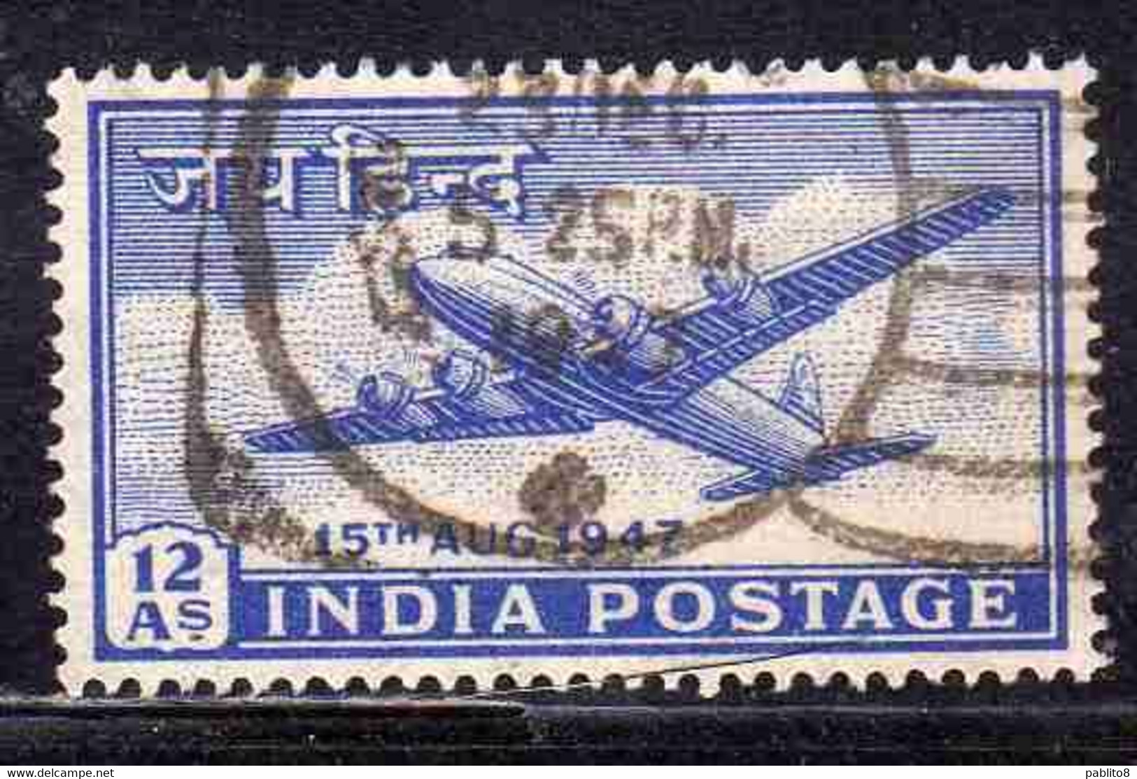 INDIA INDE 1947 ELEVATION TO DOMINION STATUS FOUR-MOTOR PLANE 12a USED USATO OBLITERE' - Gebraucht