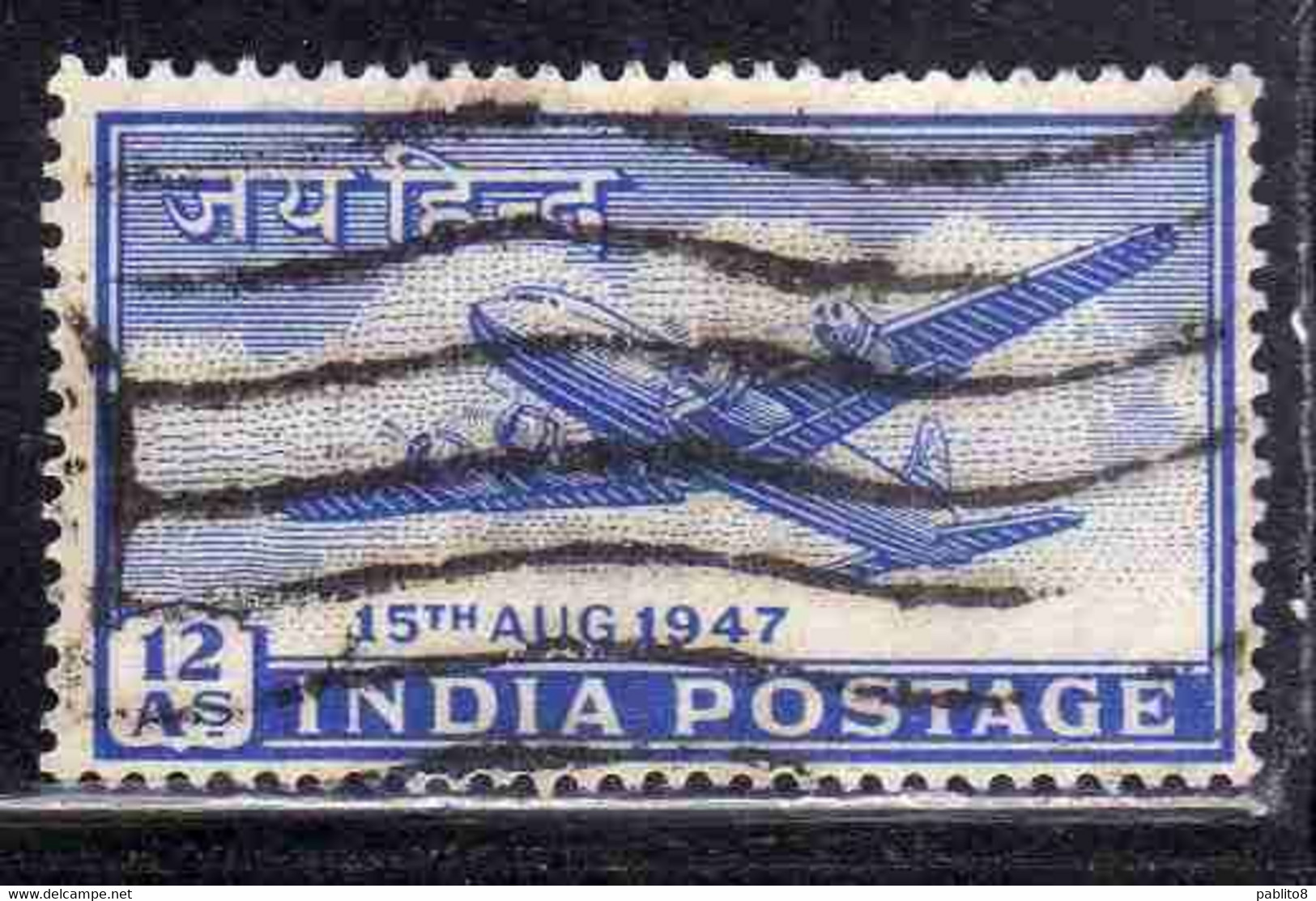 INDIA INDE 1947 ELEVATION TO DOMINION STATUS FOUR-MOTOR PLANE 12a USED USATO OBLITERE' - Usados