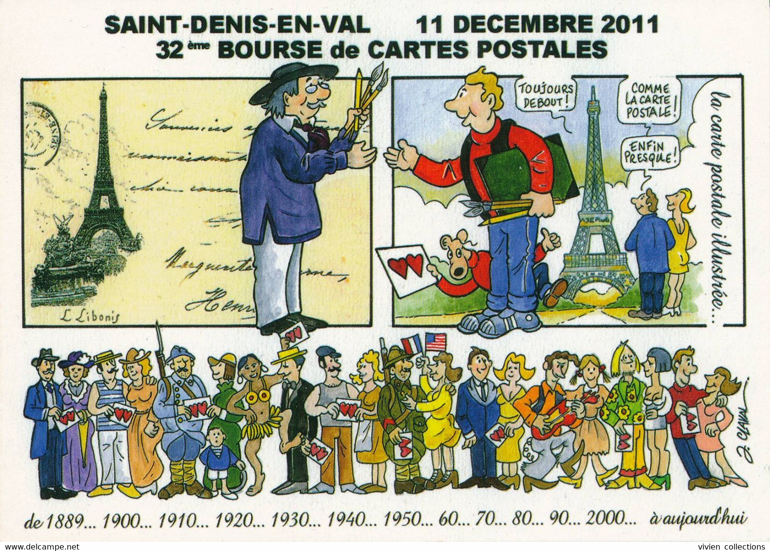 France 2011 Timbre Personnalisé Pour La Bourse Cartophiles De Saint Denis En Val Du 11/12/2011 Sur Carte Au Tirage 1000 - Cartas & Documentos