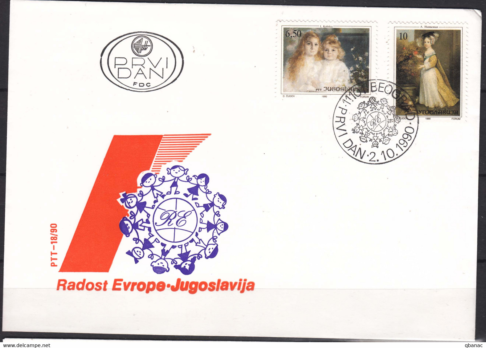 Yugoslavia Republic 1990 Children "Freude Europas" Mi#2440-2441 FDC - Storia Postale