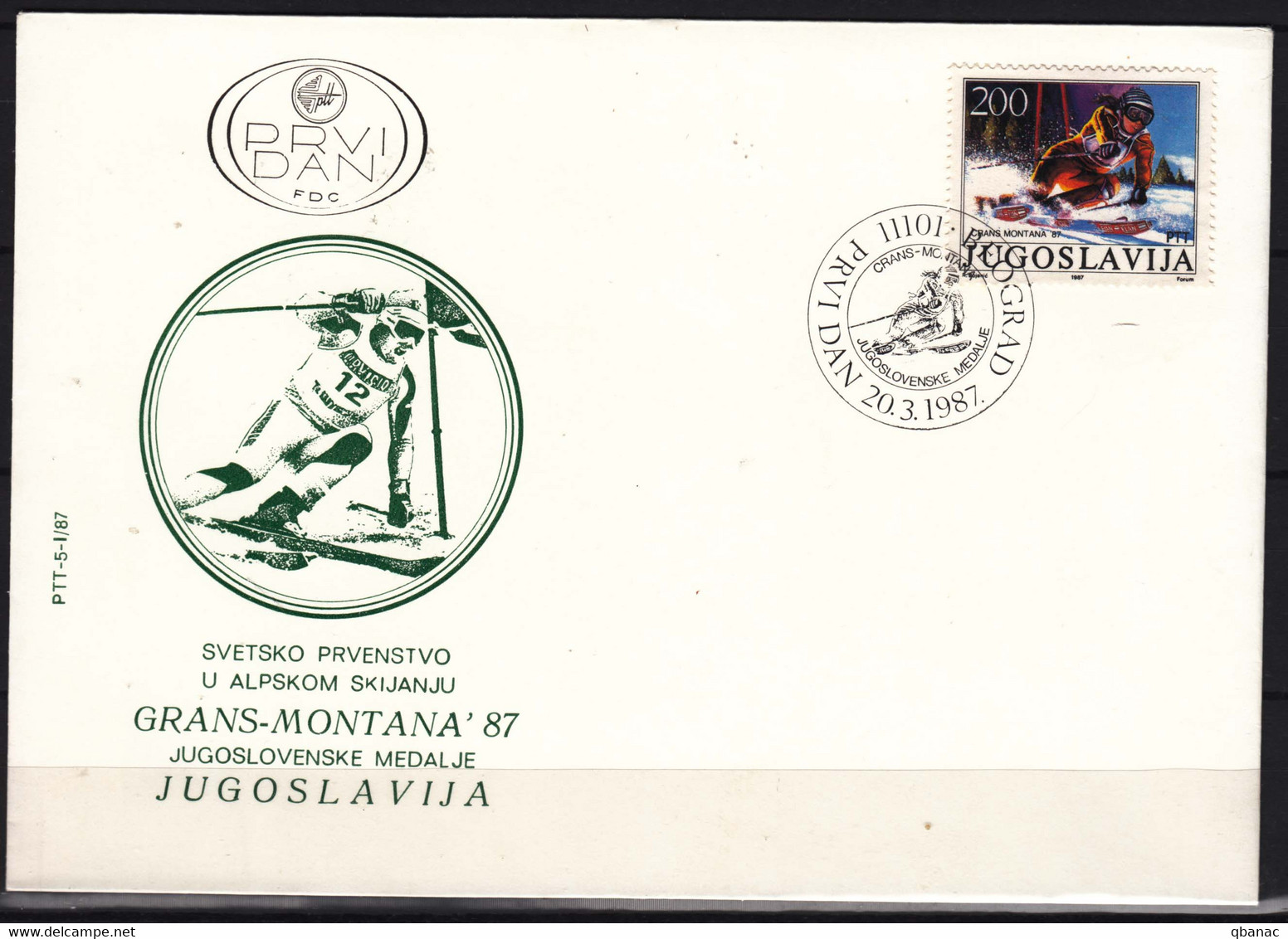 Yugoslavia Republic 1987 Skiing Winter Sports Mi#2215 FDC - Storia Postale