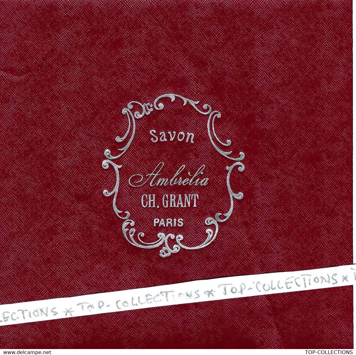 PUBLICITE SAVON EMBALLAGE TISSU IMITATION CUIR DESSIN COULEUR ARGENT EN RELIEF PARFUM PARFUMS CH. GRANT PARIS - Pubblicitari