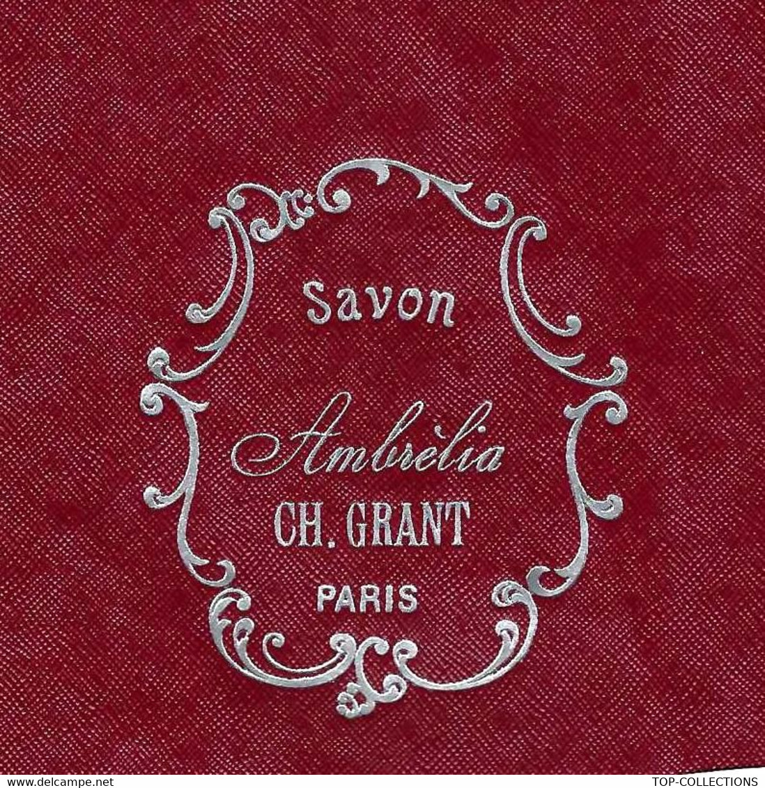 PUBLICITE SAVON EMBALLAGE TISSU IMITATION CUIR DESSIN COULEUR ARGENT EN RELIEF PARFUM PARFUMS CH. GRANT PARIS - Werbung