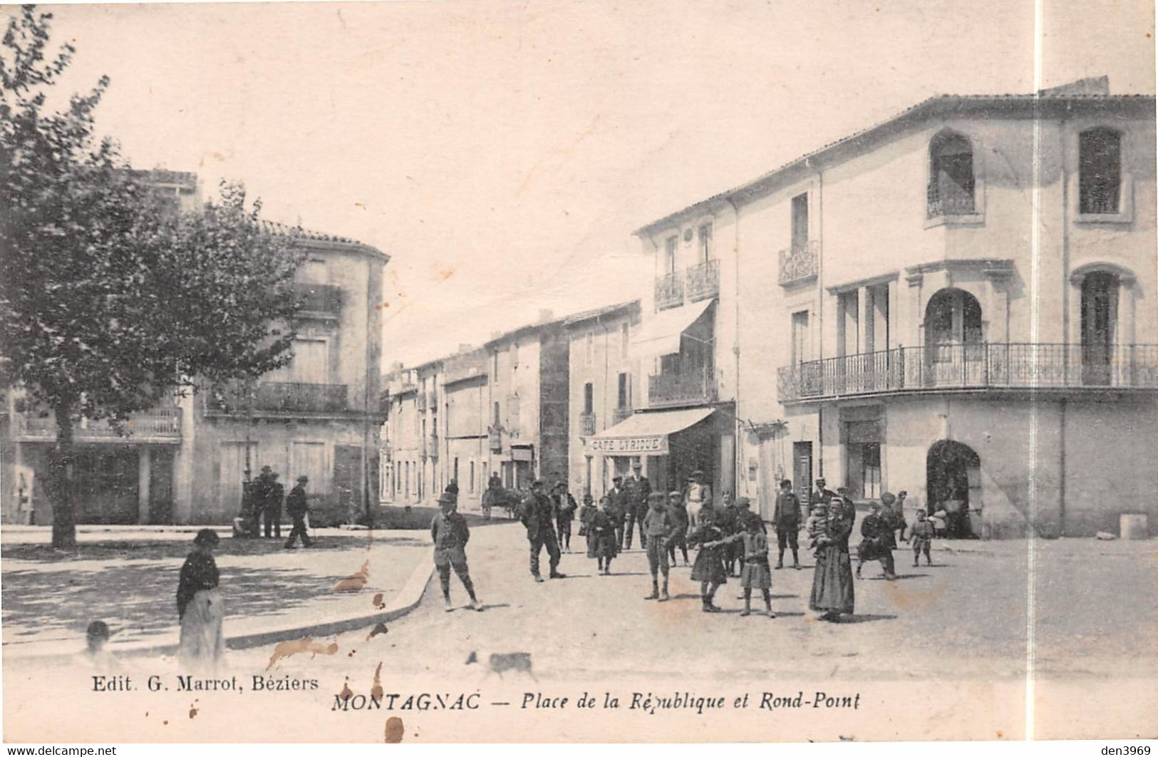 MONTAGNAC (Hérault) - Place De La République Et Rond-Point - Philatélie Cachet En Pointillés Loupian - Montagnac