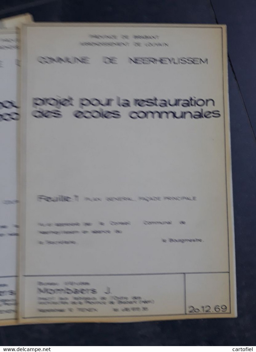 NEERHEYLISSEM-LOT-5 PLANS D'ARCHITECTE-RESTAURATIONS-CONSTRUCTONS-ECOLE+MAISON-COMMUNALES-1969-VOYEZ 11 FOTOS-RARE!!! - Europa