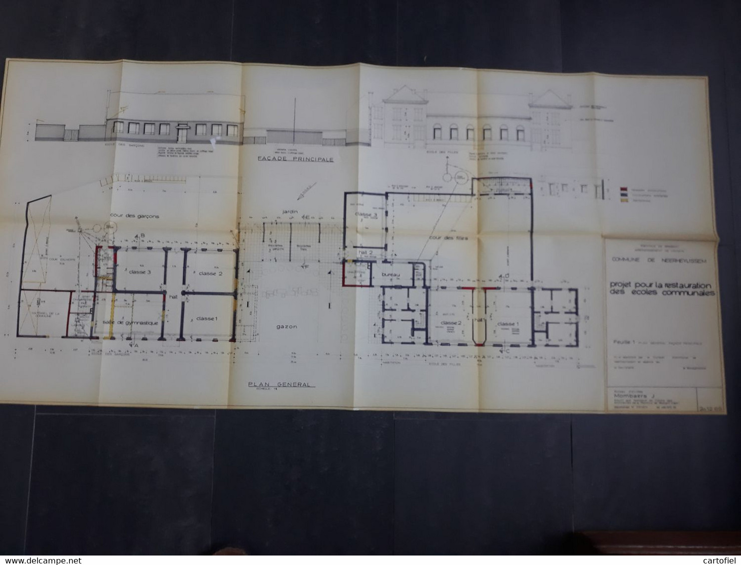 NEERHEYLISSEM-LOT-5 PLANS D'ARCHITECTE-RESTAURATIONS-CONSTRUCTONS-ECOLE+MAISON-COMMUNALES-1969-VOYEZ 11 FOTOS-RARE!!! - Europe