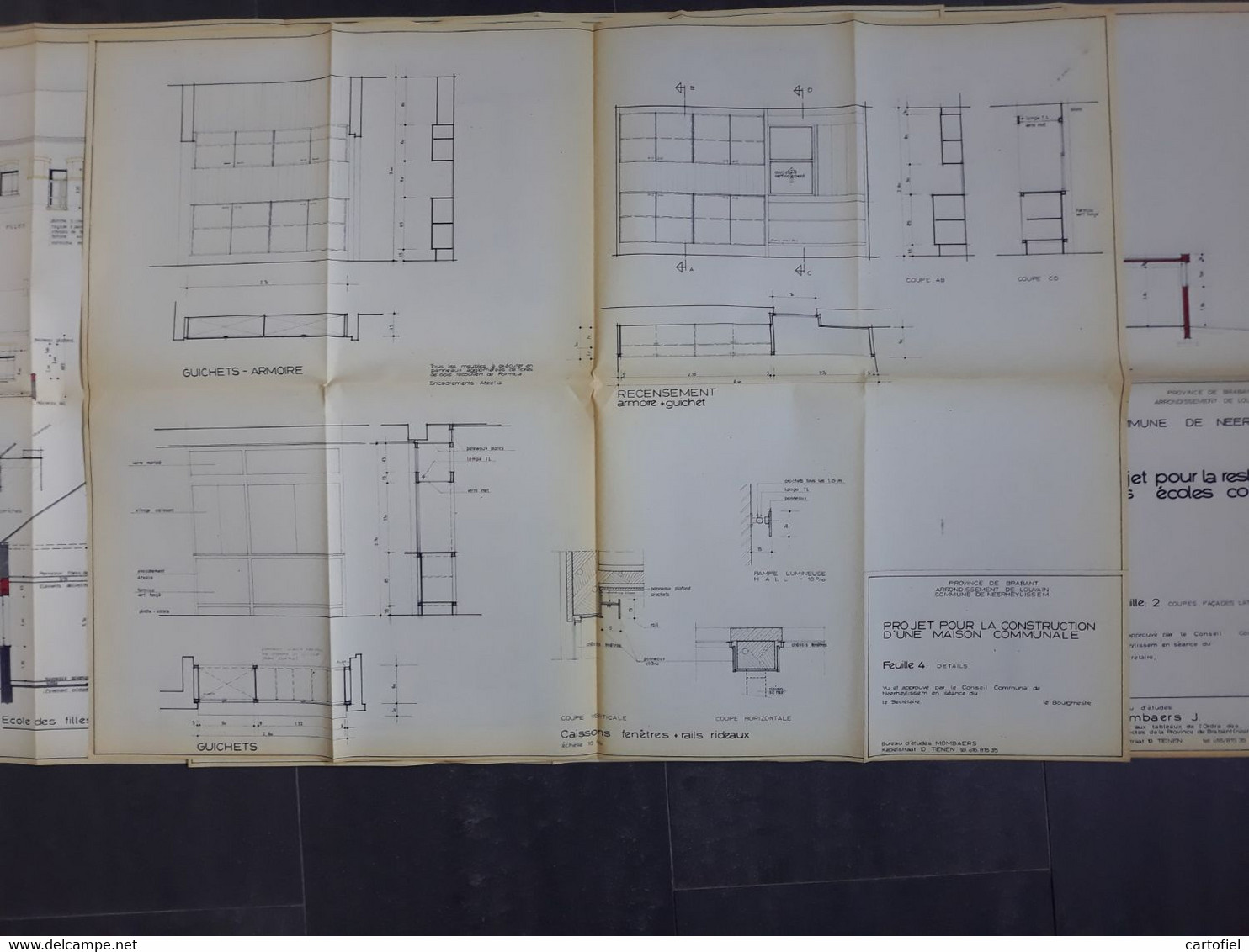 NEERHEYLISSEM-LOT-5 PLANS D'ARCHITECTE-RESTAURATIONS-CONSTRUCTONS-ECOLE+MAISON-COMMUNALES-1969-VOYEZ 11 FOTOS-RARE!!!